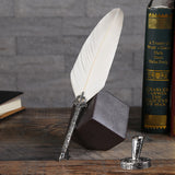 Beautiful Feather Pens Oblique Dip Fountain Pen with Metal Base-