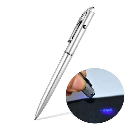 Silver Color Invisible Ink Pen With Uv Light  Ballpoint