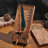 Antique Feather Writing Ink Set-