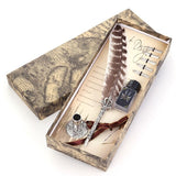Antique Feather Writing Ink Set-