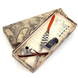 Antique Feather Writing Ink Set-